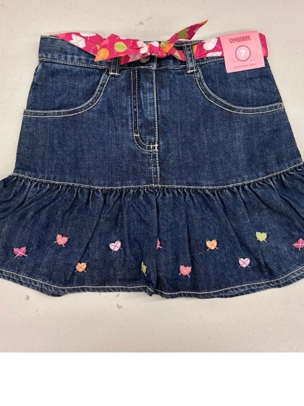 Gymboree Girls 7 bundle Pant Shorts Skort Tops Pink Denim School Ladybug Heart